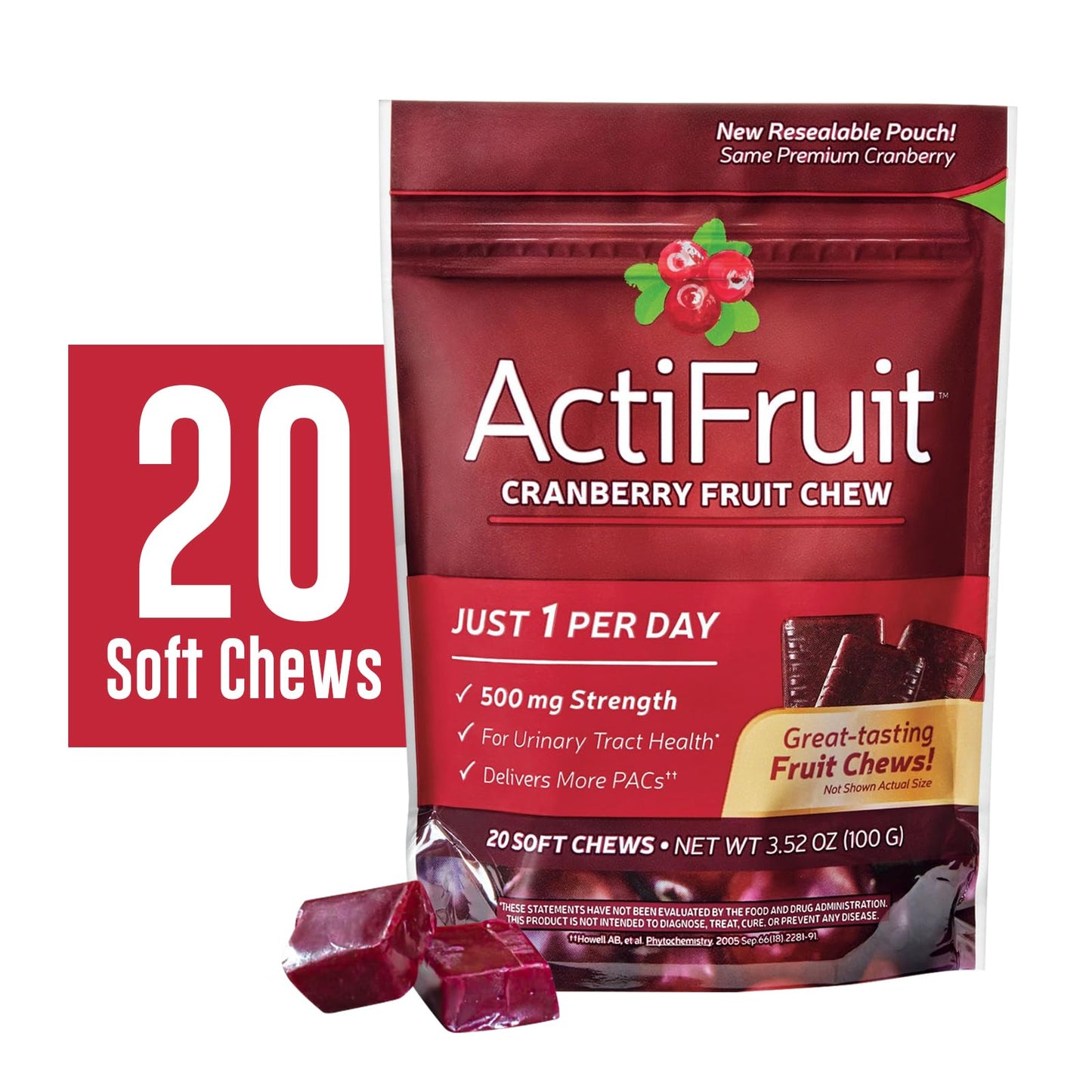 Enzymatic Therapy ActiFruit™ 20 Soft Chews Multi-Pack – Cranberry UTI Support