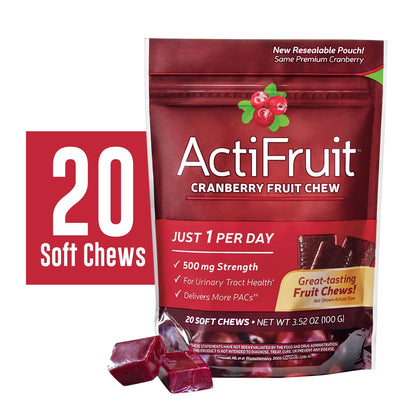Enzymatic Therapy ActiFruit™ 20 Soft Chews Multi-Pack – Cranberry UTI Support
