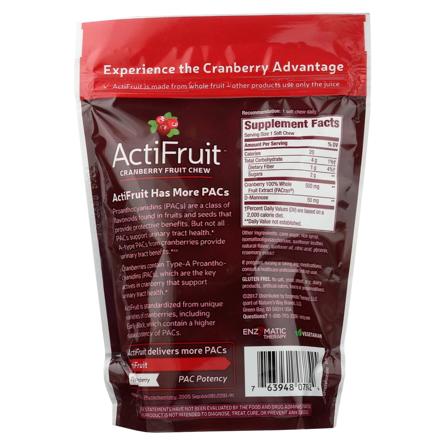 Enzymatic Therapy ActiFruit™ 20 Soft Chews Multi-Pack – Cranberry UTI Support