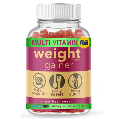 ACTIV PLUS Gainer for Women | 10 clinically Studied Ingredients | Plant Based Vegan Strawberry Flavor | Packaging May Vary | Sugar Free 60 Gummies