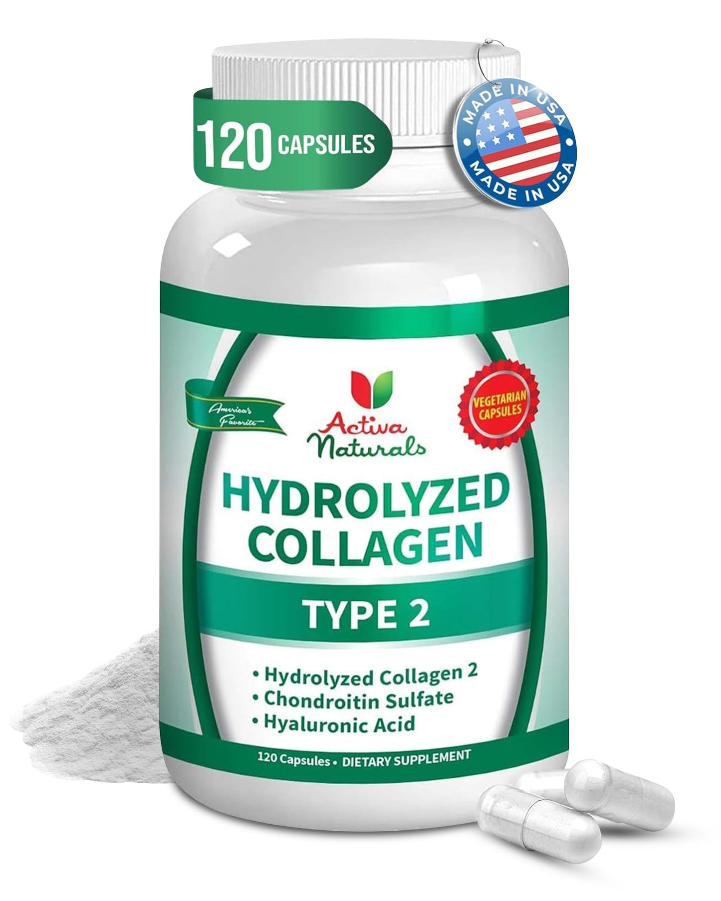 Activa Naturals Collagen Type 2 + Chondroitin & Hyaluronic - 120 Veg Capsules