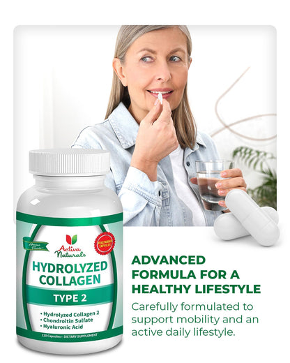 Activa Naturals Collagen Type 2 + Chondroitin & Hyaluronic - 120 Veg Capsules