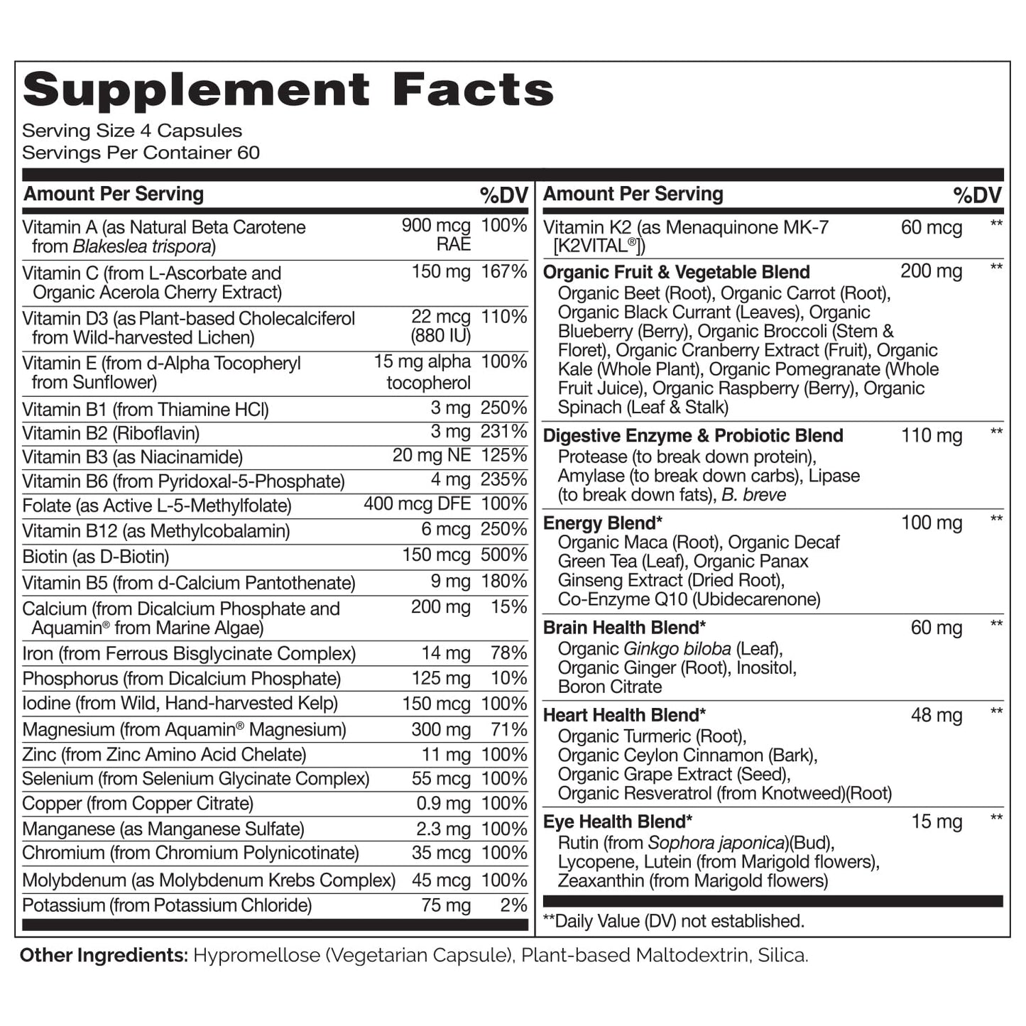 Naturelo Whole Food Multivitamin for Women – Vegan, Non-GMO, with Organic Extracts | 240 Vegan Capsules