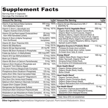 Naturelo Whole Food Multivitamin for Women – Vegan, Non-GMO, with Organic Extracts | 240 Vegan Capsules