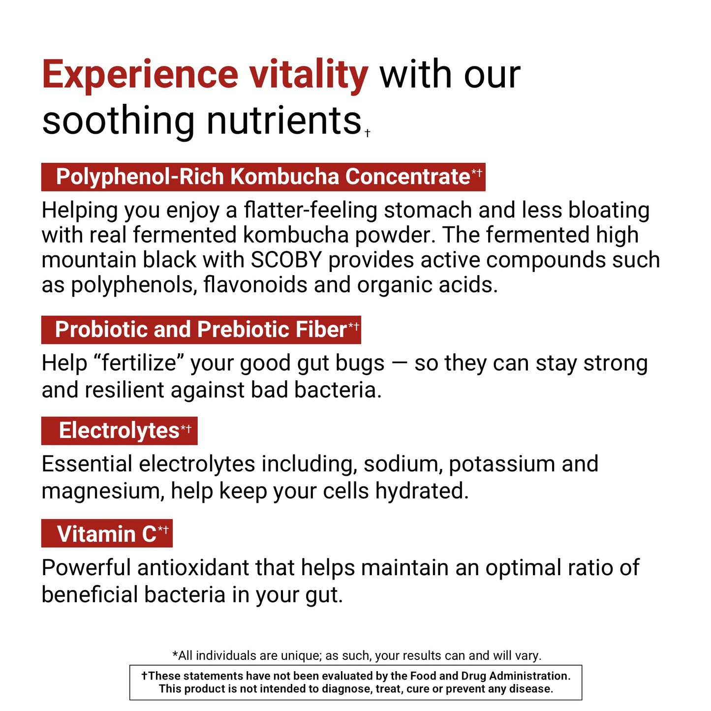 ACTIVATEDYOU Daily Digestive Tonic Kombucha – Berry Lemonade, Prebiotic Fiber, Probiotics, Postbiotics, 30 Servings