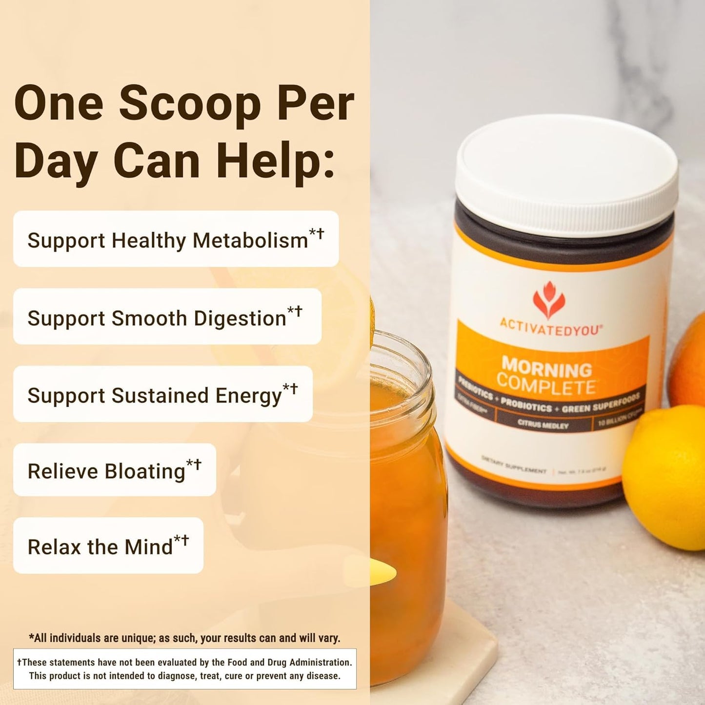 ACTIVATEDYOU Morning Complete Daily Wellness Greens – Gut Health, Prebiotics & Probiotics, 3-Pack Citrus Medley