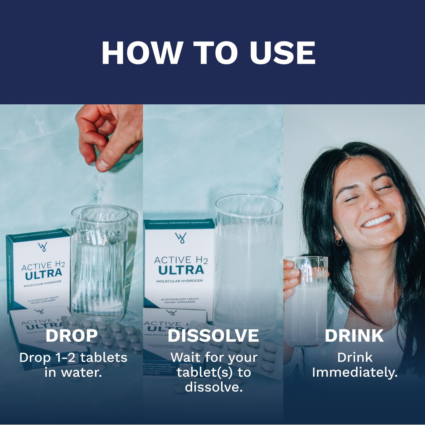 Active H2 Ultra Hydrogen Water Tablet – Hydration, Antioxidant Support, and Potential Immune Benefits (1 Bottle, 60 Tablets)
