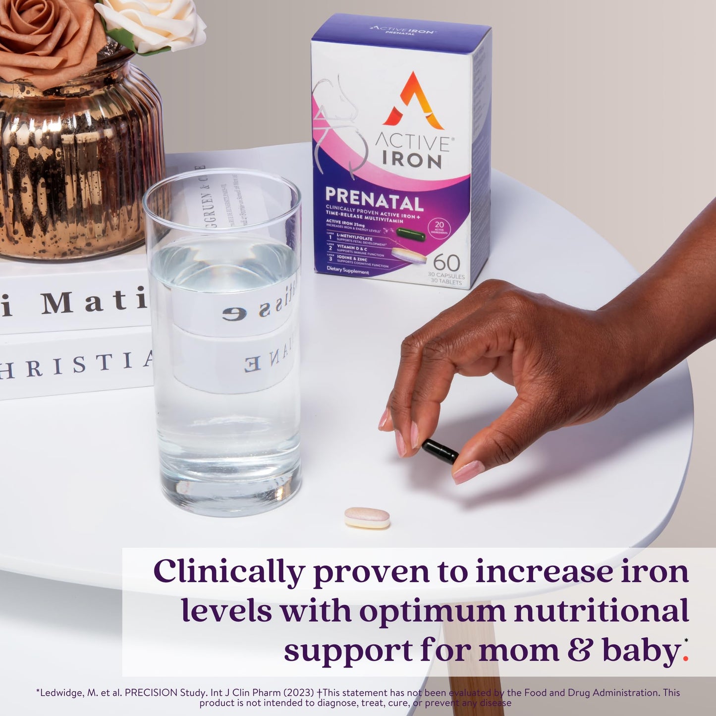 Active Iron Prenatal | Iron + Time-Release Prenatal Vitamins for Women (60 Capsules)