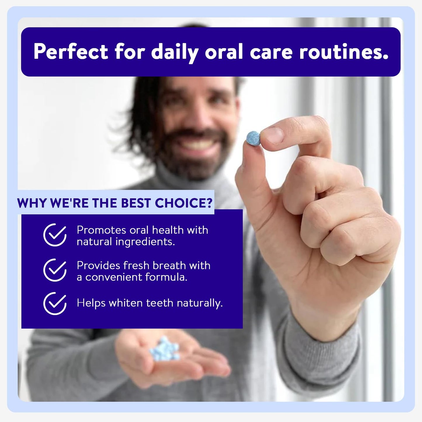 Active Wow Mouthwash Tablets - Mint Chewable 60-Tab Pack, Fluoride-Free, Alcohol-Free, Vegan