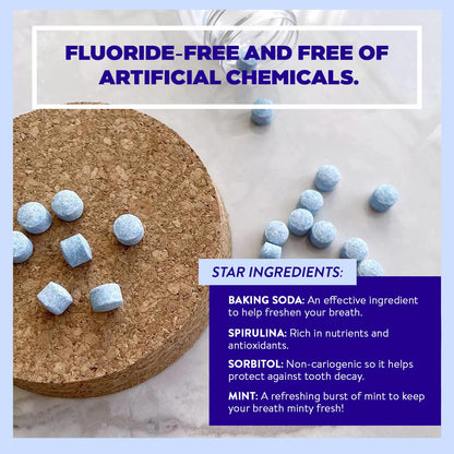 Active Wow Mouthwash Tablets - Mint Chewable 60-Tab Pack, Fluoride-Free, Alcohol-Free, Vegan
