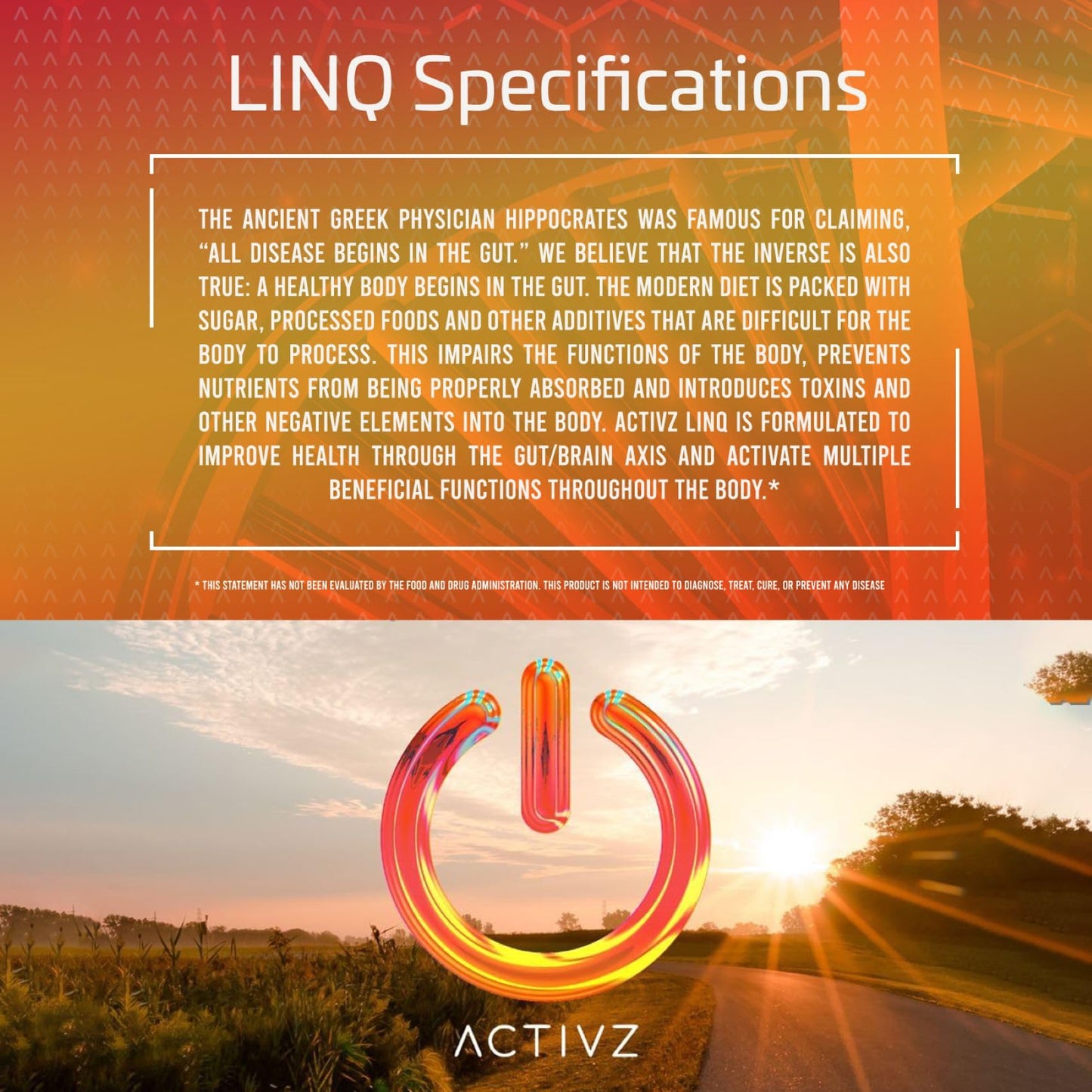 ACTIVZ LINQ Epigenetic Formula for Brain, Gut, Skin & Immunity - 60 Caps