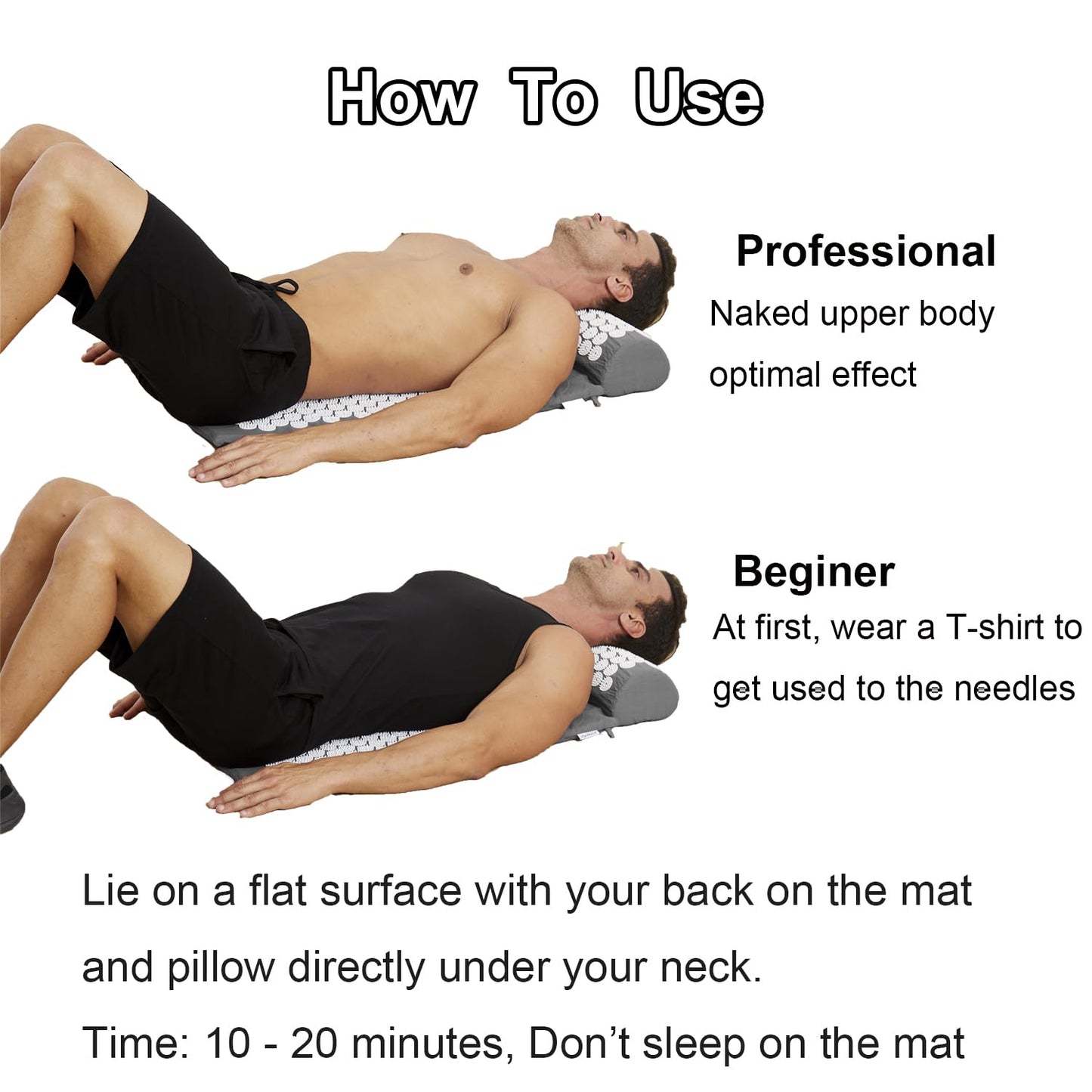 Acupressure Mat & Pillow Set with Bag - Large 28.7 x 16.5 in | Neck & Back Pain Relief
