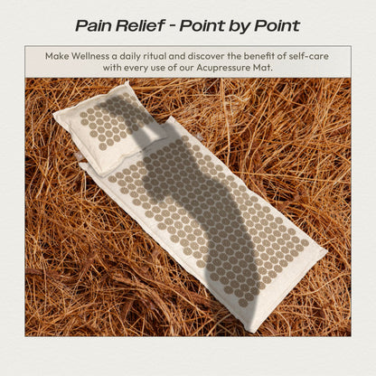 Acupressure Mat & Pillow Set – Back Pain Relief, Sleep Aid, Recovery (Natural Linen)