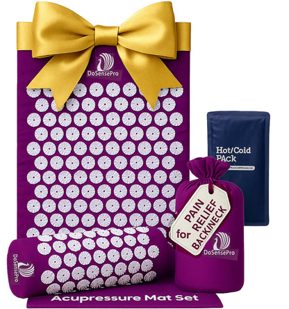 Acupressure Mat & Pillow Set – Therapy for Back & Neck Pain, Sciatica, Sleep Aid (Purple)
