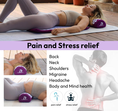 Acupressure Mat & Pillow Set – Therapy for Back & Neck Pain, Sciatica, Sleep Aid (Purple)