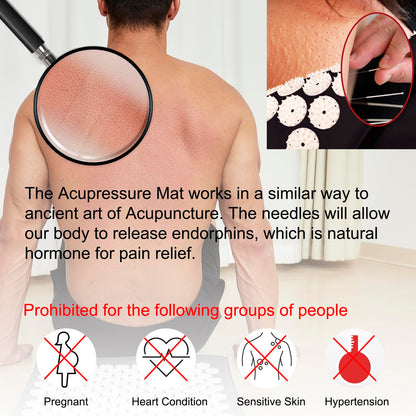 Acupressure Mat & Pillow Set with Bag - Large 28.7 x 16.5 in | Neck & Back Pain Relief