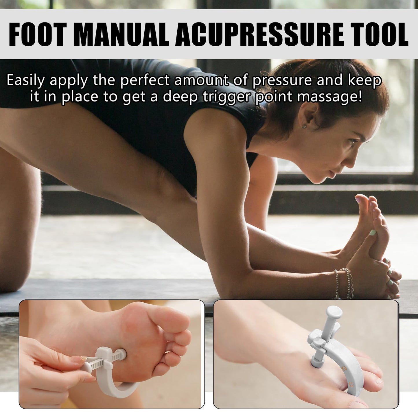 2PCS Acupuncture Clip Tool – Migraine Relief, Portable Hand Massage (Light Gray)