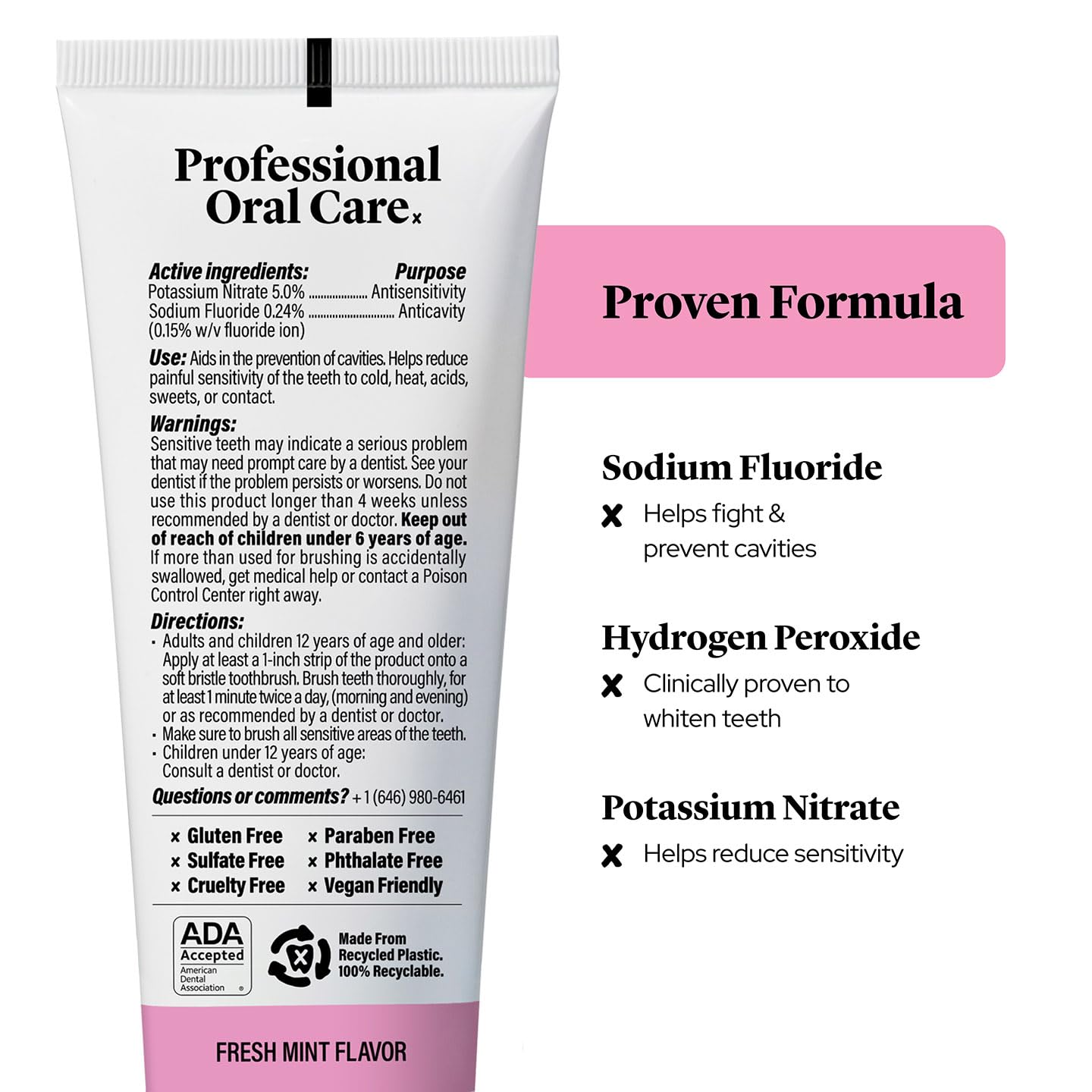 Made by Dentists Sensitive + Whitening Toothpaste – ADA Approved, Vegan, Sulfate-Free, 2 x 4.2oz