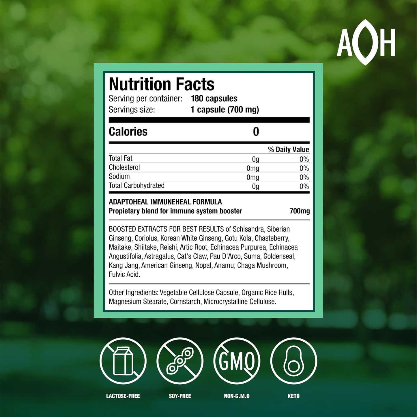 ADAPTOHEAL Immuneheal – Adaptogen & Immune Support Capsules with Schisandra, Ginseng & Mushroom Extract (180 Capsules)