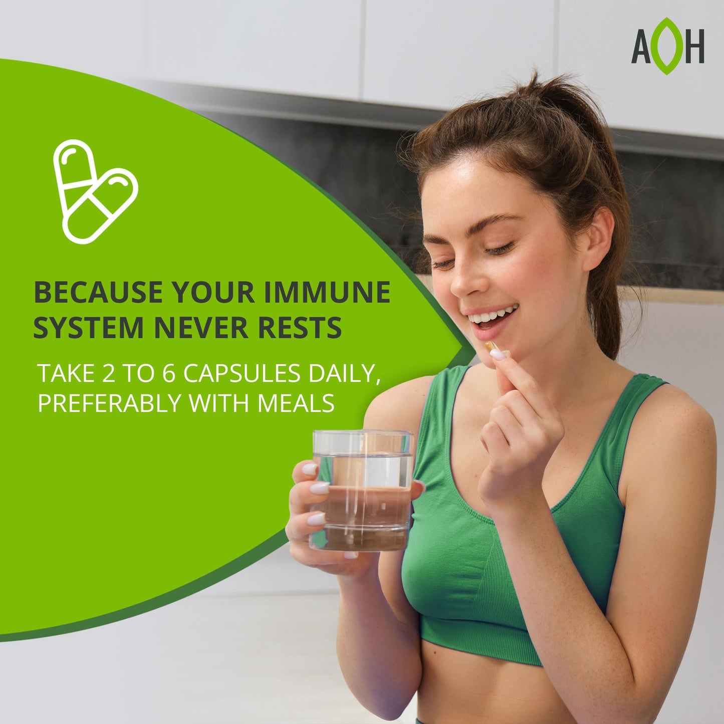 ADAPTOHEAL Immuneheal – Adaptogen & Immune Support Capsules with Schisandra, Ginseng & Mushroom Extract (180 Capsules)