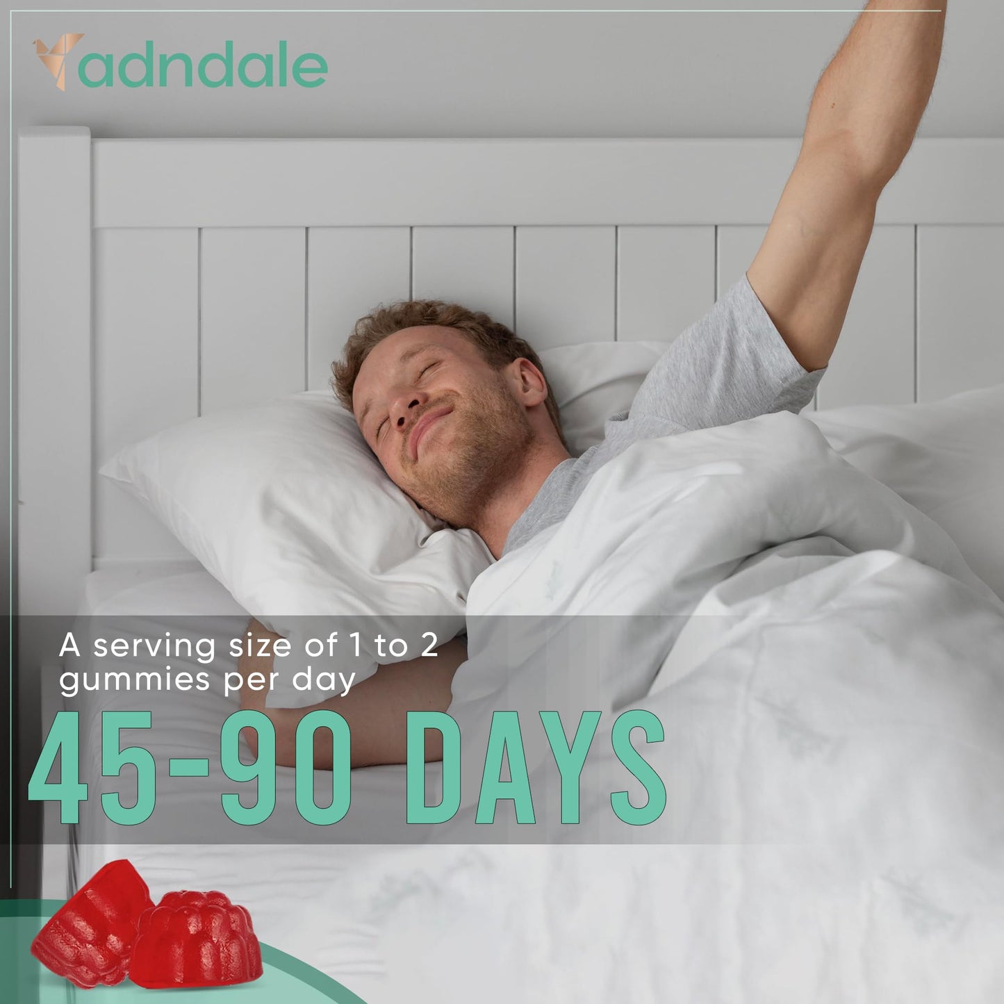 Adndale 180ct 15-in-1 Magnesium Glycinate Gummies 400 mg/serving with Ashwagandha, Tart Cherry & More