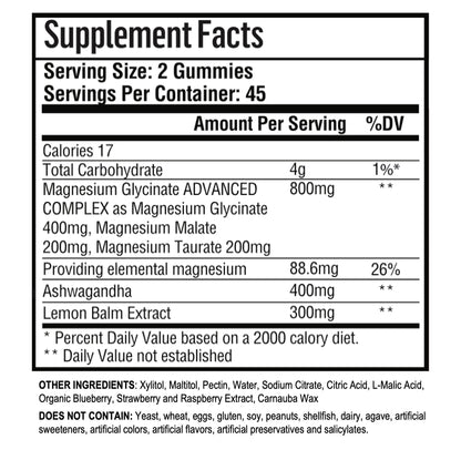 Adndale Magnesium Glycinate Gummies 180 CT with Ashwagandha, Malate & Taurate — Sugar-Free, Mixed Berry