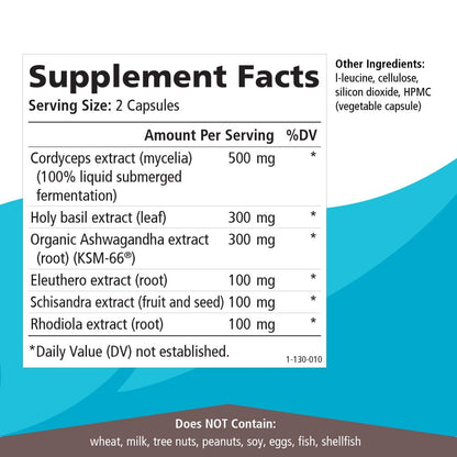 Adrenal Stability by Pure Essence – Adrenal Fatigue Support with Ashwagandha & Holy Basil (60 Caps)
