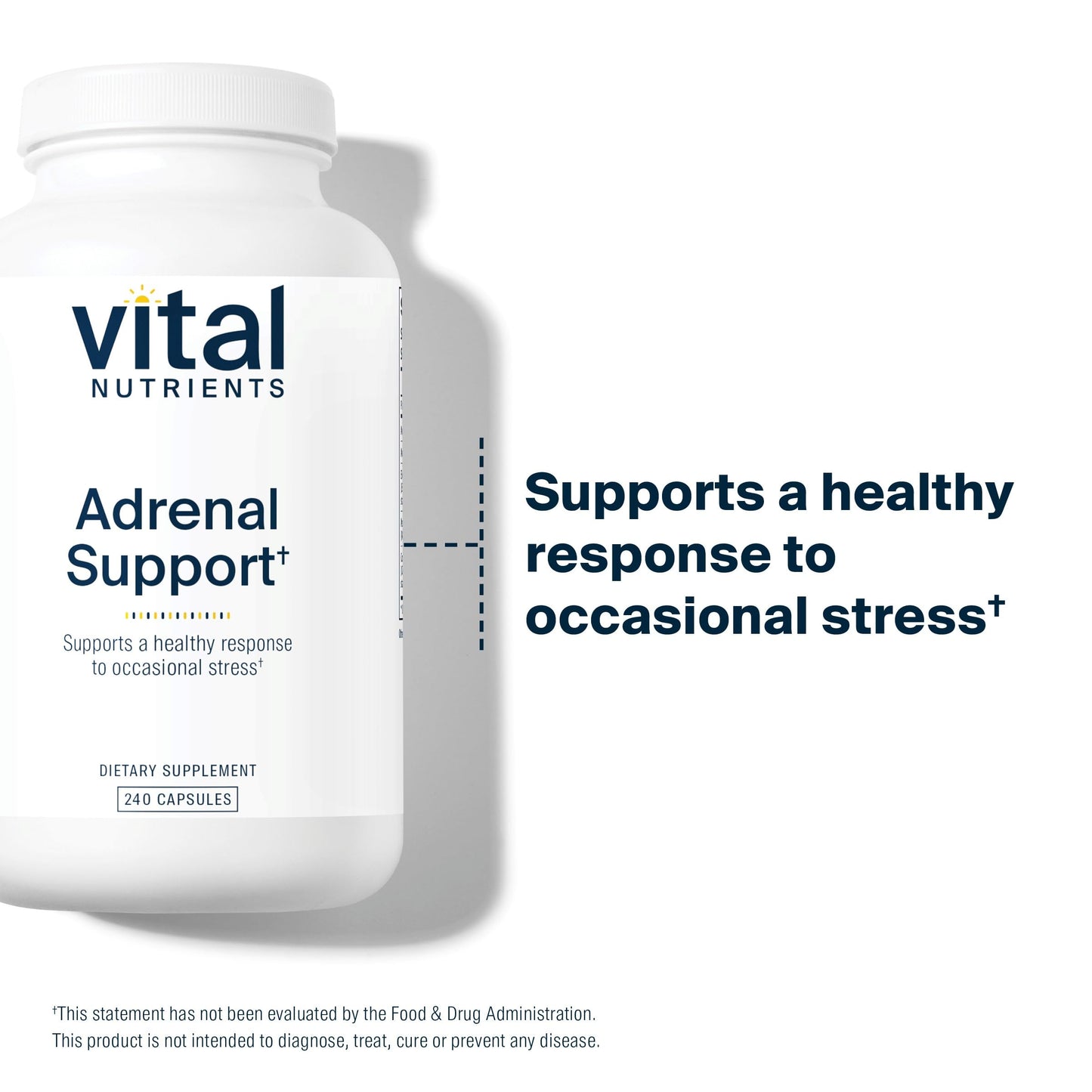 Vital Nutrients Adrenal Support - Stress Response & Energy Support, Gluten Free, 240 Capsules
