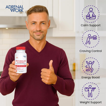 Adrenalwork Adrenal Support & Energy – Ashwagandha Capsules for Mood, Focus & Metabolism (60 Capsules)