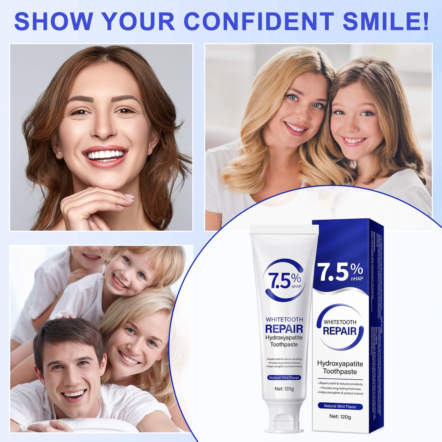 2 Pack Hydroxyapatite Toothpastes – Enamel Protection & Strengthening (Fluoride-Free Mint)