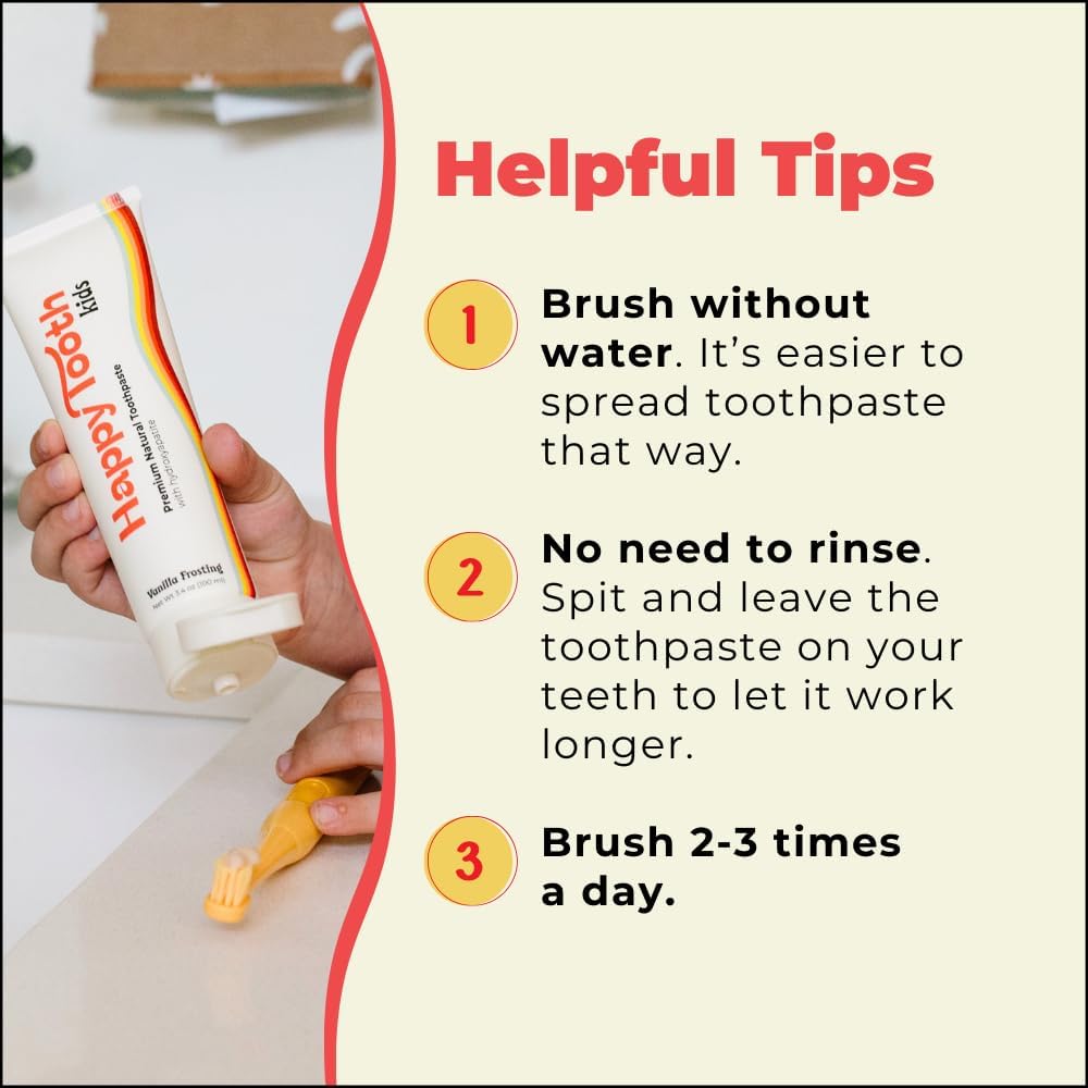 Happy Tooth Hydroxyapatite Toothpaste – Fluoride Free, Lemon Twist, 3.4 oz | For Kids, Toddlers & Adults