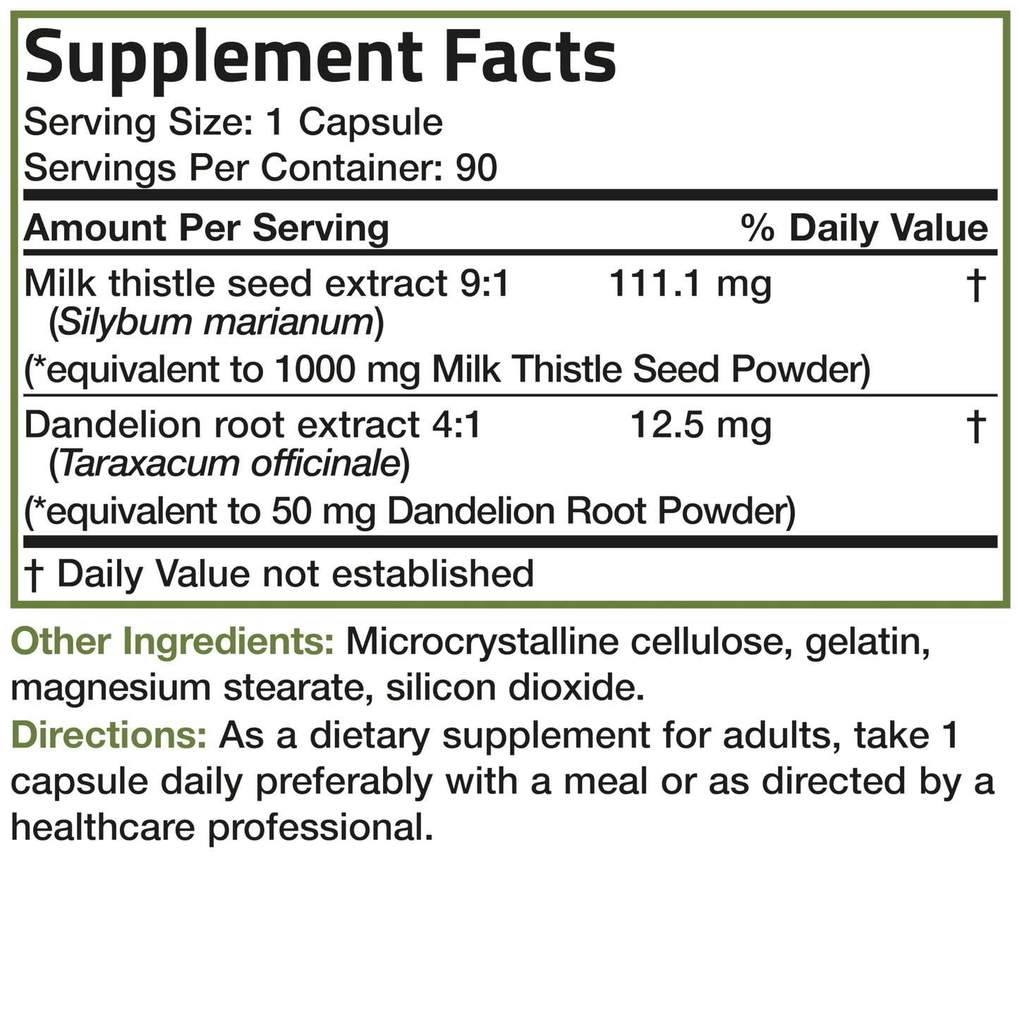 Bronson Milk Thistle Silymarin Marianum & Dandelion Root – Liver Health, Antioxidant Support, 90 Capsules