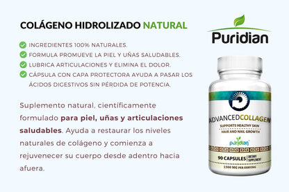 Advanced Collagen+ for Women – 90 Capsules (1500mg) Hydrolyzed Collagen for Skin, Hair & Nails