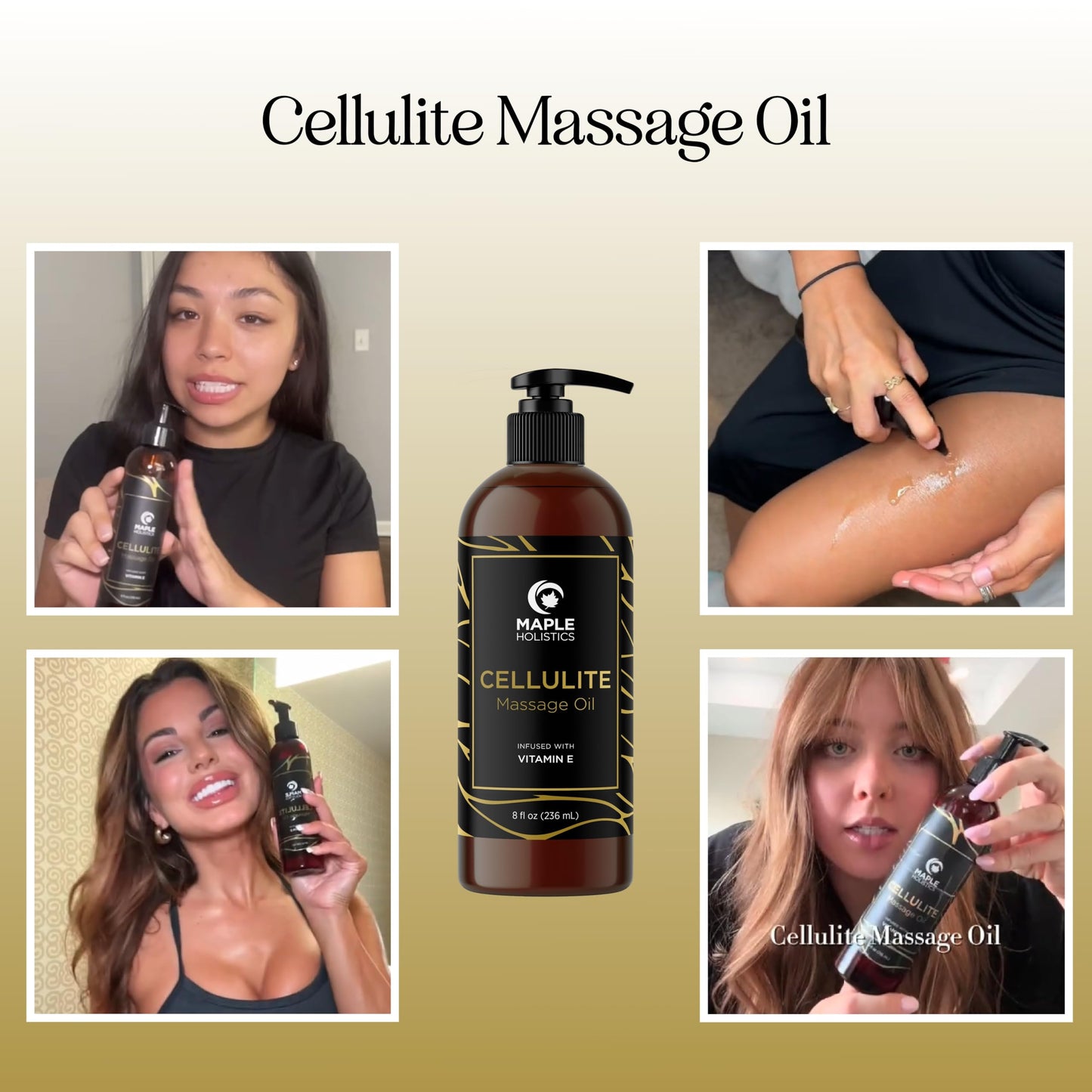 Advanced Anti-Cellulite Massage Oil – Skin Tightening & Firming for Thighs & Butt (Citrus Scent)