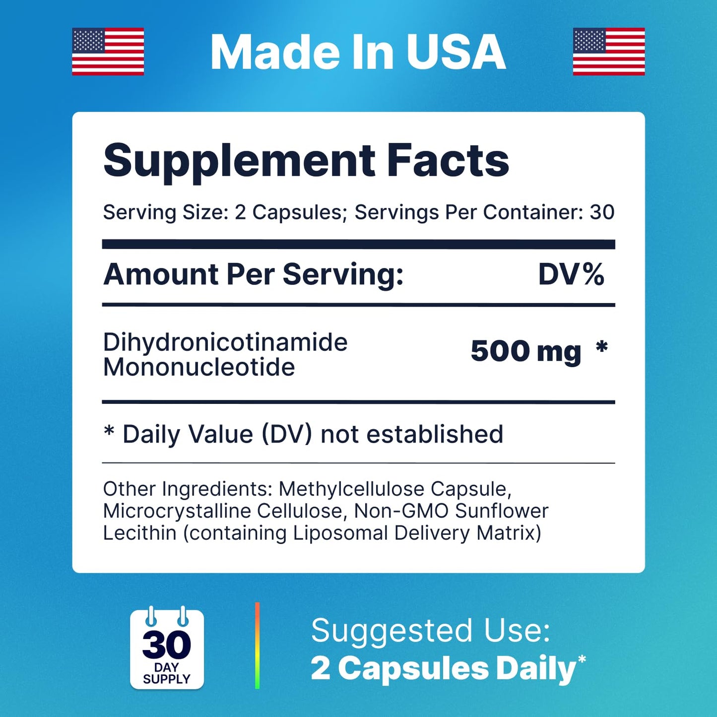 AdvantageNutra Liposomal NMNH 500mg – NAD+ Boost, Energy & Focus | 60 Capsules (2 Packs)