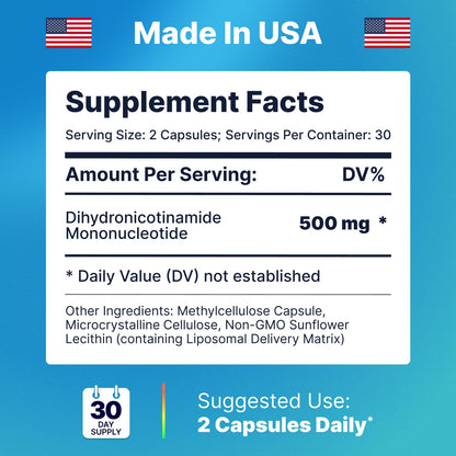 AdvantageNutra Liposomal NMNH 500mg – NAD+ Boost, Energy & Focus | 60 Capsules (2 Packs)