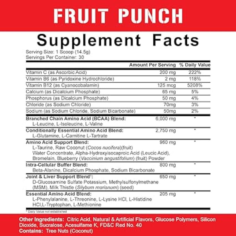 5% Nutrition Rich Piana AllDayYouMay BCAA Powder – Intra & Post-Workout Aminos, Hydration, Endurance (Fruit Punch) 16.93 oz