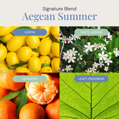 Aegean Summer Aroma Oil | Diffuser Essential Oil Blend – Green Tea & Lemongrass | 300 mL