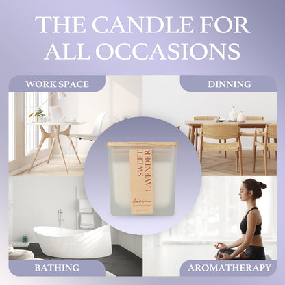 Aeviva Lavender Scented Candle | 7.04 oz Soy Wax, Wooden Wick, 45 Hour Burn