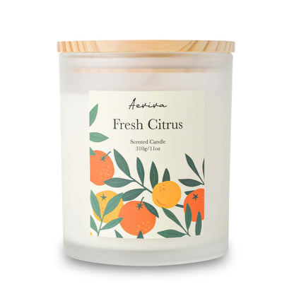 Aeviva Fresh Citrus Scented Candle – 11oz Soy Wax, 60h Burn