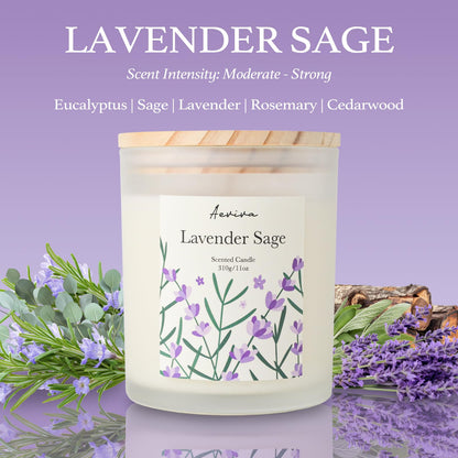 Aeviva Lavender Sage Scented Candle – 11oz Soy Wax, 60 Hour Burn