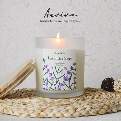Aeviva Lavender Sage Scented Candle – 11oz Soy Wax, 60 Hour Burn