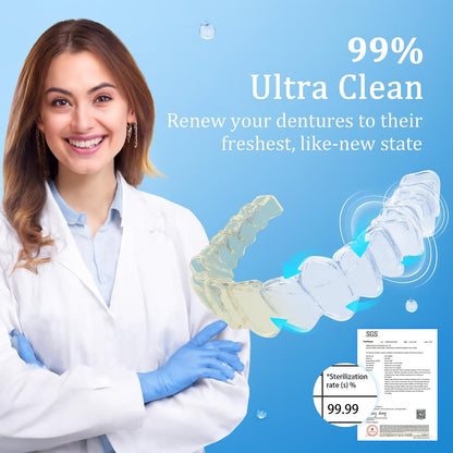 50kHz Ultrasonic Retainer Cleaner – Travel & Home, Portable Denture Cleaner
