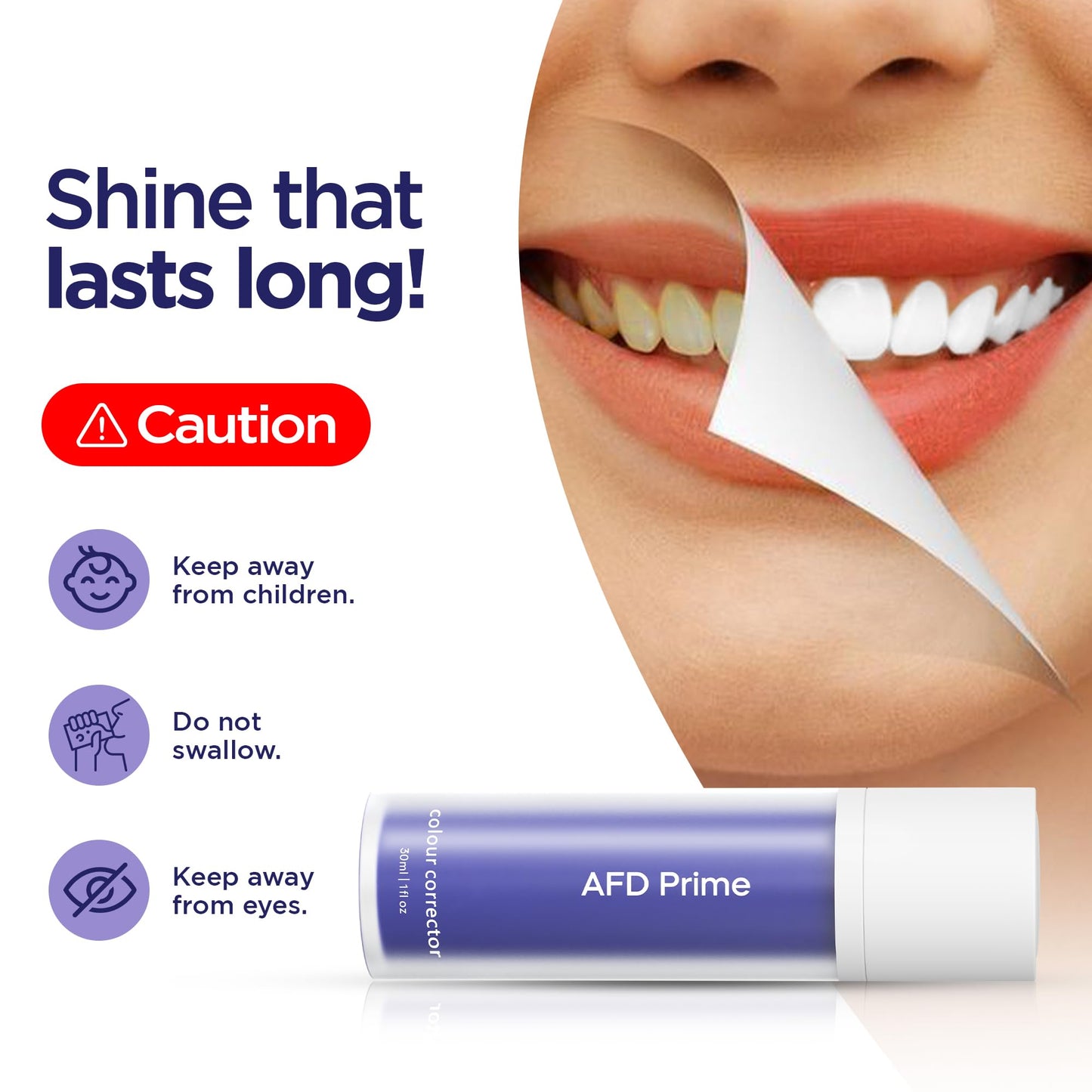 AFD Prime Purple Toothpaste – Color-Correcting, Peroxide-Free Teeth Whitening (130g)