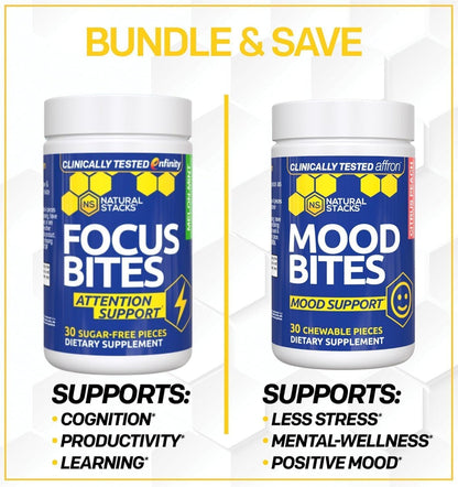 Mood Bites – Saffron + Vitamin B3 Mood Support (Affron) – 30 Citrus Peach Chewables