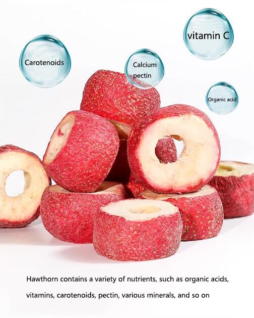 AFKCCPD Original Freeze-Dried Hawthorn – Whole Pitted 1.06lb/480g, Seedless Hollow Stem, Sour & Sweet for Tea