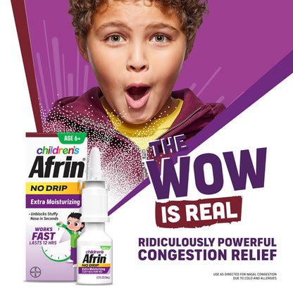 Afrin Childrens Extra Moisturizing Stuffy Nose Spray – 15 mL – 12 Hour Relief for Kids 6+