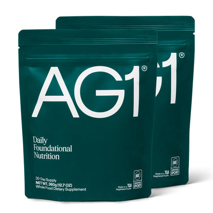 AG1 Greens Powder Supplement – Gut Health, Multivitamin & Probiotic | Gluten Free, Vegan, Keto | 2 Pack (30 Servings)