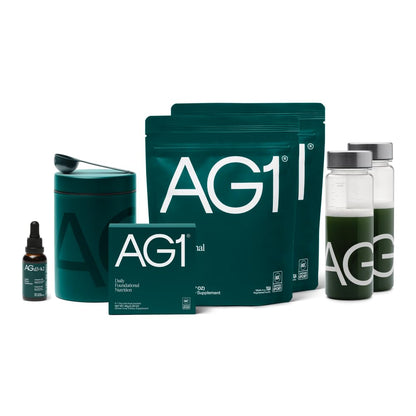 AG1 Greens Powder Supplement | Gut Health, Multivitamin & Probiotic | Gluten Free, Vegan & Keto Friendly | 75 Vitamins | Family Value Kit - Classic Formula