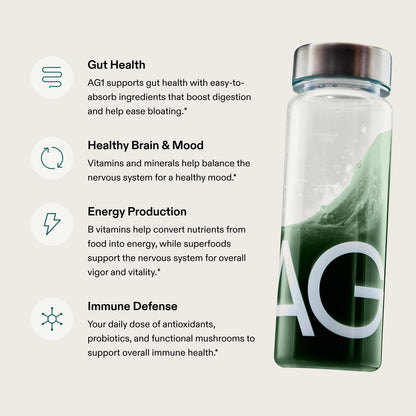AG1 Greens Powder Supplement – Gut Health, Multivitamin & Probiotic | Gluten Free, Vegan, Keto | 2 Pack (30 Servings)